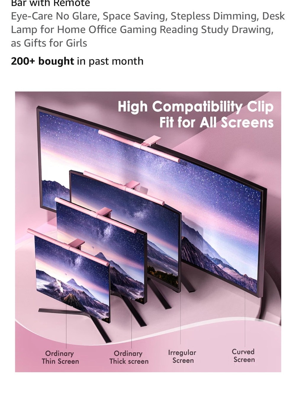 Pink Clip-On Screen Light - Universal Fit